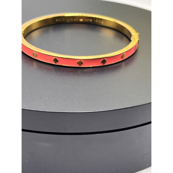 Kate Spade New York Pink Enamel Golf Spades Bangle Bracelet Spot The Spade - Picture 3 of 7